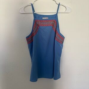 GB Gianni Bini Embroidered Blue Tank Top Large